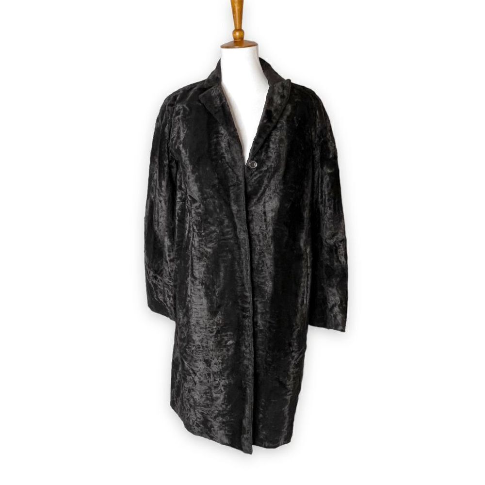 S' MAX MARA Easy Living Brown Faux Fur Single Breasted Long Blazer Coat US 4